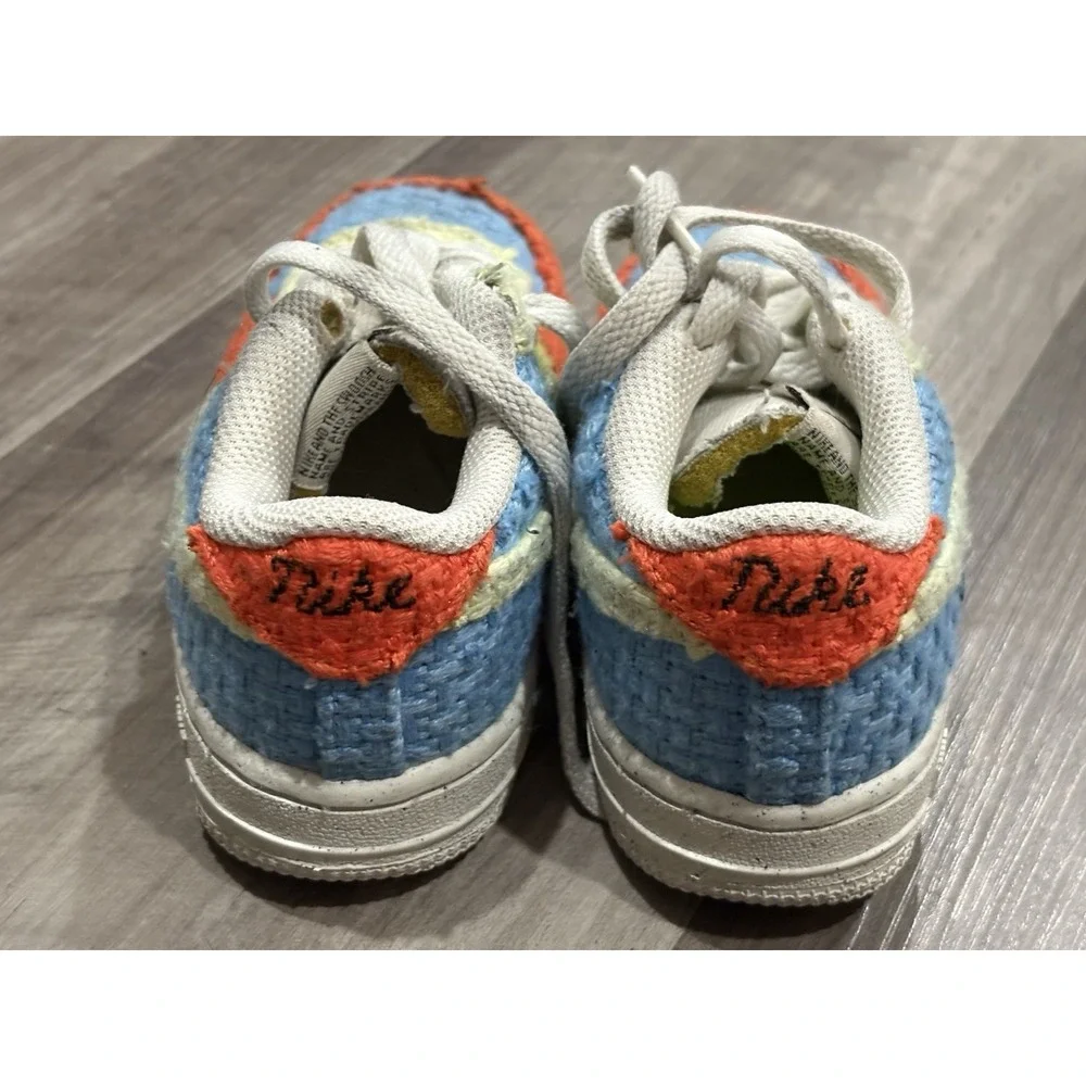 Nike Force 1 Toddler Shoes 9C DV2194-400 Custom Hand Woven Multicolor  patchwork
